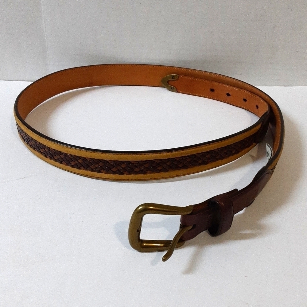 Orvis men's leather brown belt size 44 western festival rodeo casual